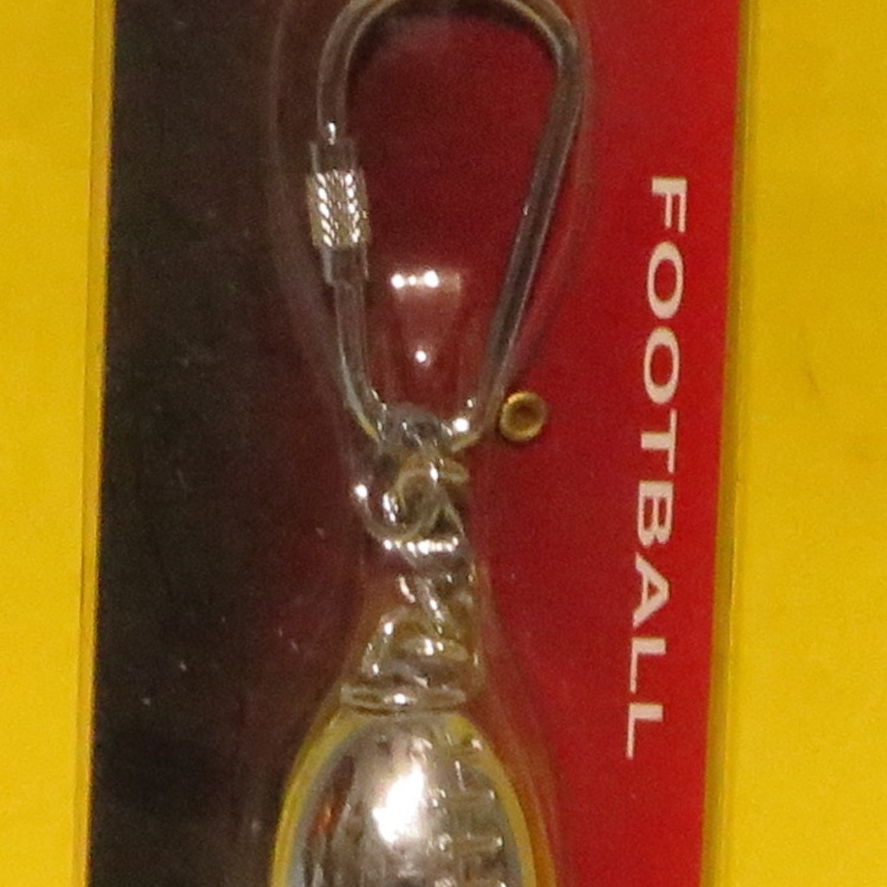 NWT DIE-CAST CHROME FOOTBALL KEY CHAIN